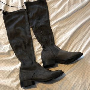 Gray suede over the knee boots